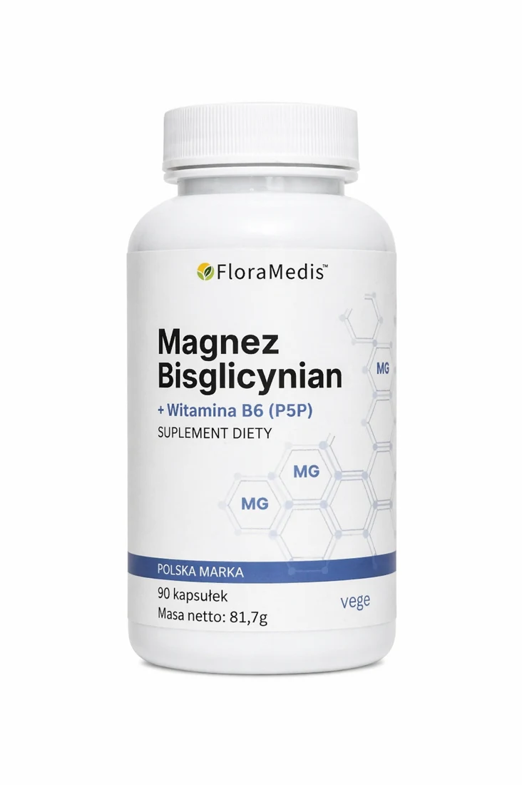 Magnez Bisglicynian z witaminą B6, 90 kapsułek