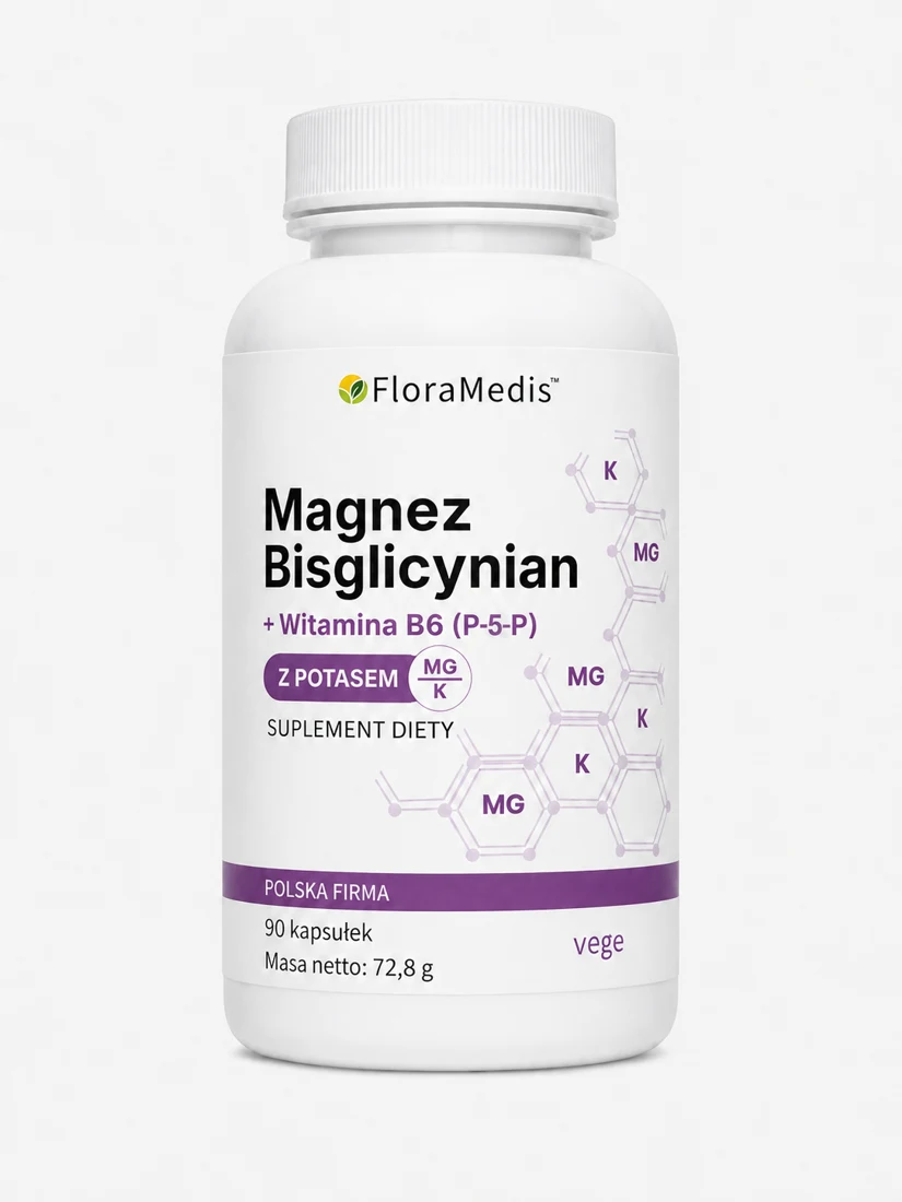 Magnez Bisglicynian z potasem i witaminą B6, 90 kapsułek